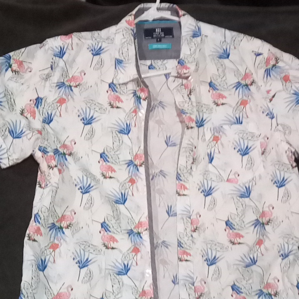 MBX good vibes only pink flamingo shirt
